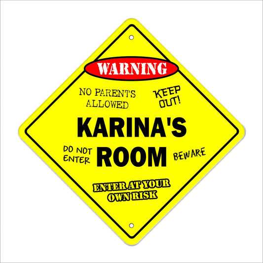 Karina's Room Sign Crossing Zone Xing | Indoor/Outdoor | 12" Tall Kids Bedroom Decor Door Children's Name boy Girl