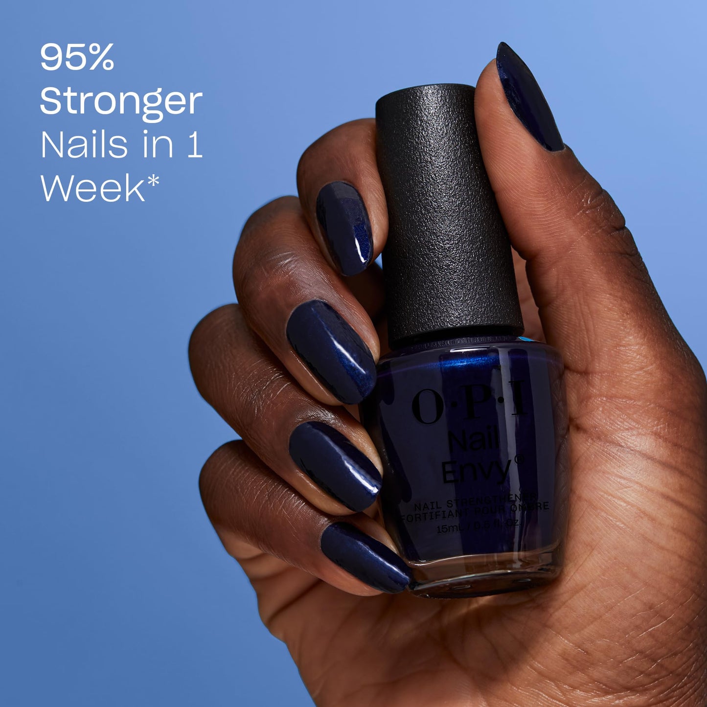 OPI Nail Envy Strengthener All Night Strong | Opaque Dark Blue Crème Strengthening Nail Polish Treatment | Strengthen Weak & Thin Nails