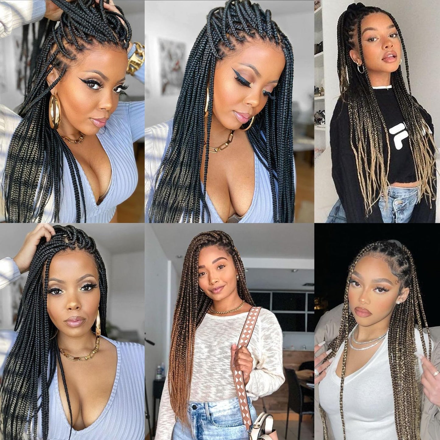 Crochet Box Braids Hair pre looped Goddess Box Braids Crochet Braiding Hair 7 Packs Crochet Box Braids 3x Box Braids Crochet Hair (18 inch, 1B)