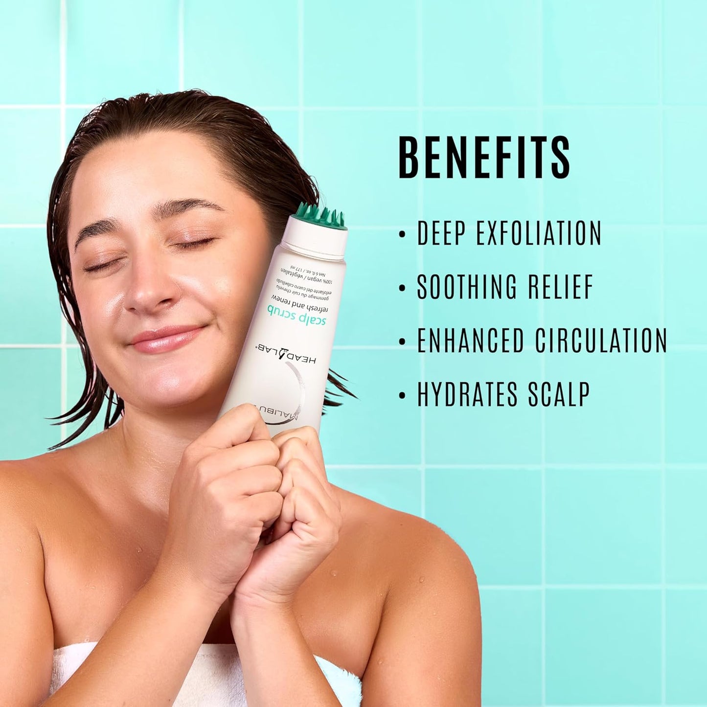 Malibu C Scalp Scrub - Gentle Exfoliating Hair Treatment with Activated Charcoal & Jojoba Esters | 6 oz Vegan Formula