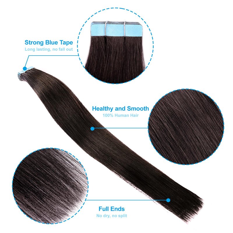 Tape in Extensions Human Hair 18 Inch Real Hair Extensions Tape in Human Hair Color 4# Chocolate Brown Hair Extensions Tape ins Human Hair Extensions