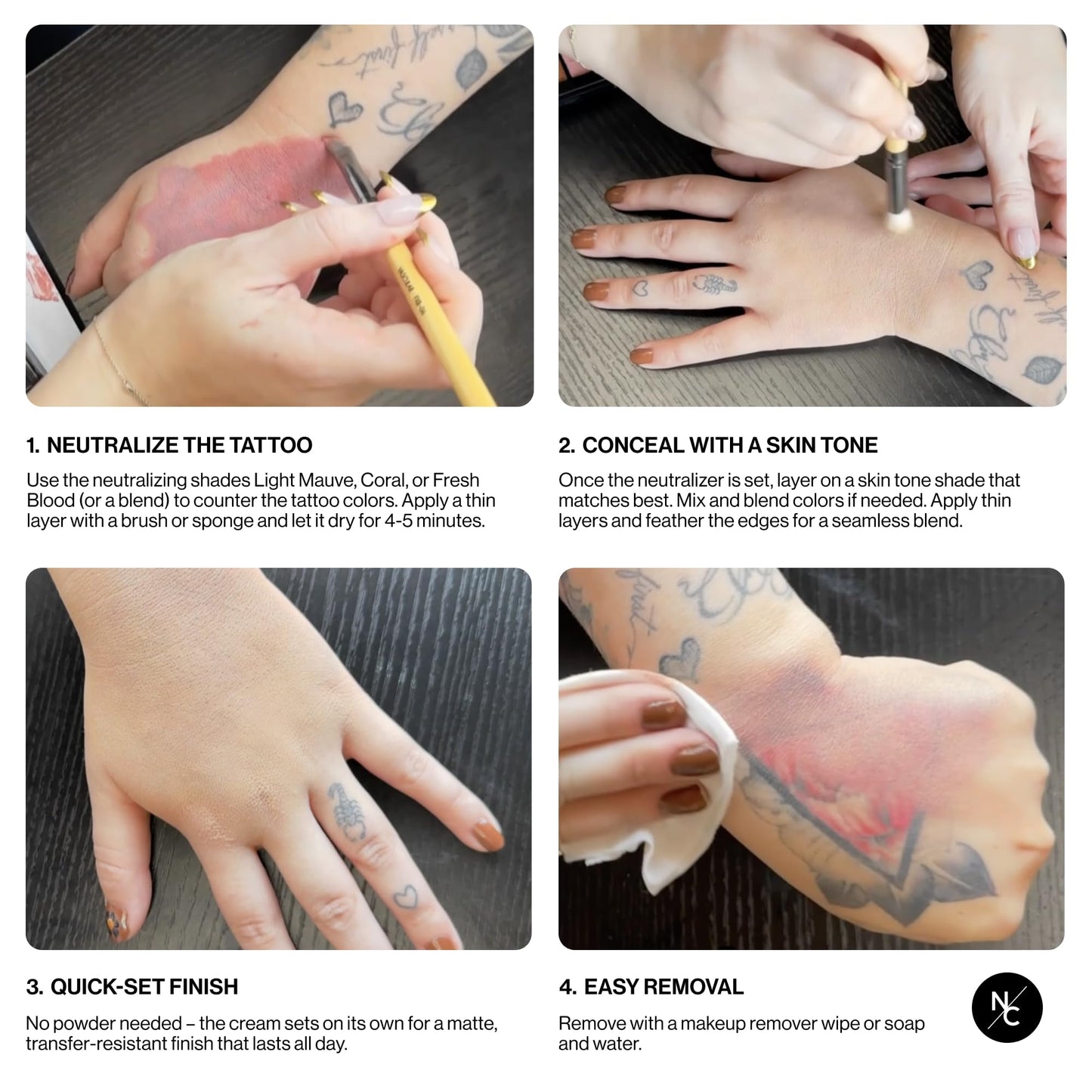 Narrative Cosmetics 12-Color Tattoo Cover Up Makeup Palette | Quick-Set Waterproof Cream Concealer for Tattoos, Scars & Blemishes | Long-Lasting, Smudge-Proof Formula for All Skin Tones