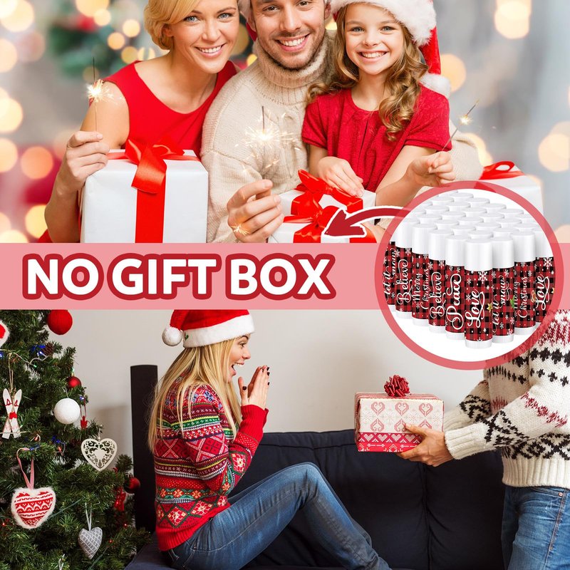 50 Pcs Christmas Lip Balm Bulk Christmas Gifts Stocking Stuffers Xmas Party Favors Holiday Lip Balm Employee Appreciation Gifts for Staff Team Coworkers Thank You Teacher Nurse