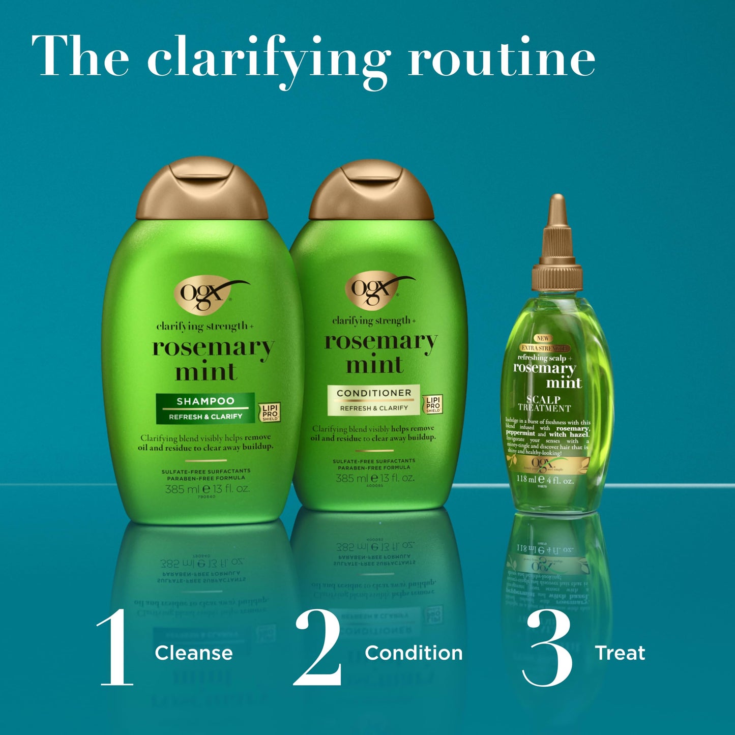 OGX Extra Strength Refreshing Scalp + Rosemary Oil Mint Dry Scalp Treatment, Peppermint & Witch Hazel Scalp Detox, Clarifying Leave-In to Help Remove Buildup and Refresh, Shiny Hair Finish, 4 fl oz