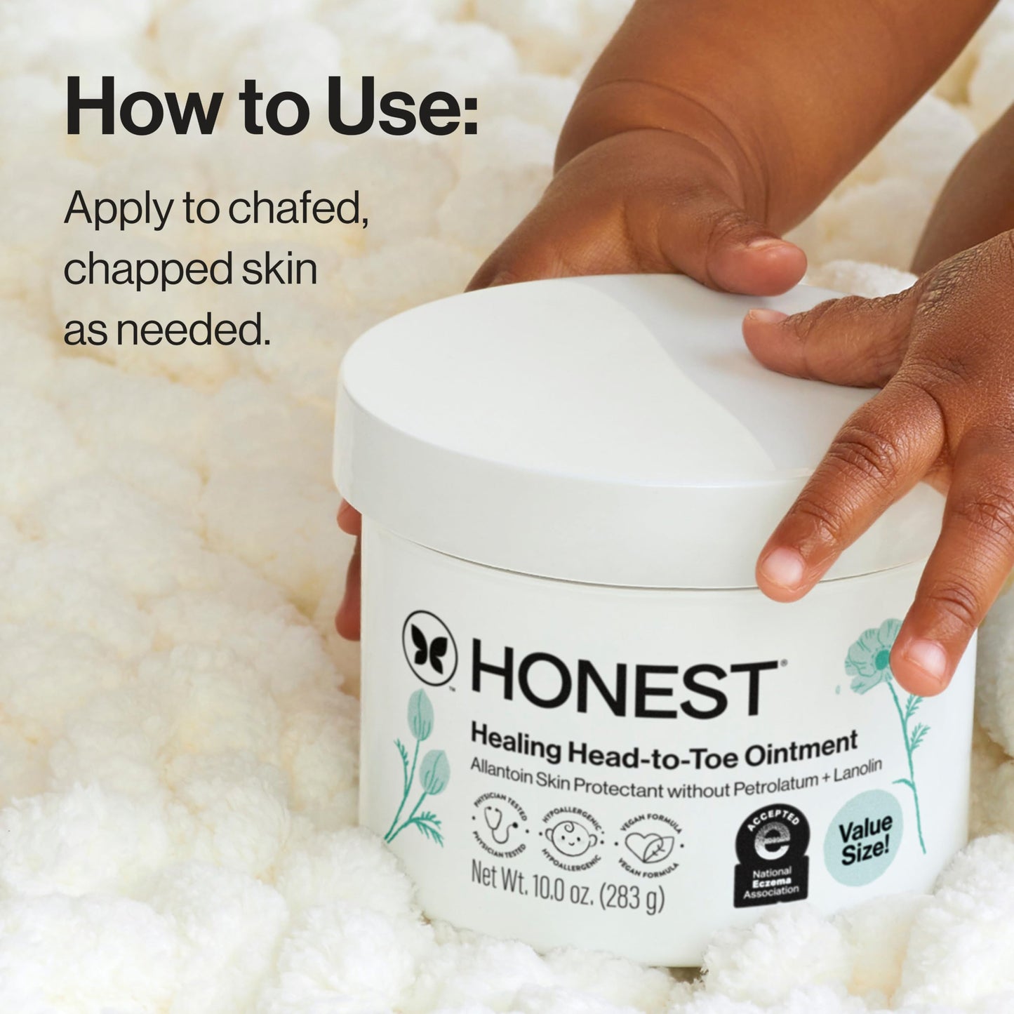 The Honest Company Head-to-Toe Healing Ointment, Multi-Purpose Baby Balm, Hypoallergenic, Fragrance-Free, Vegan, 10 oz