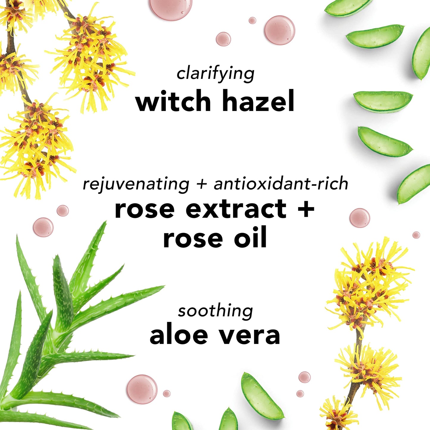 Mario Badescu Witch Hazel & Rosewater Toner for All Skin Types |Alcohol Free Facial Toner that Clarifies and Rejuvenates |Formulated with Witch Hazel & Rose Extract| 8 FL OZ