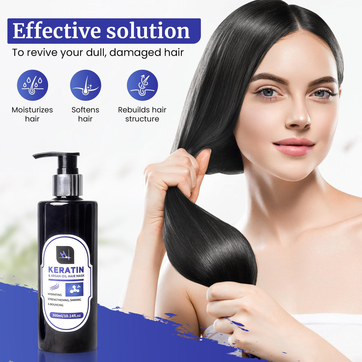 Habeeb Malik HM Keratin And Argan Oil Hair Mask Protein Treatment For All Hair Types 300ml