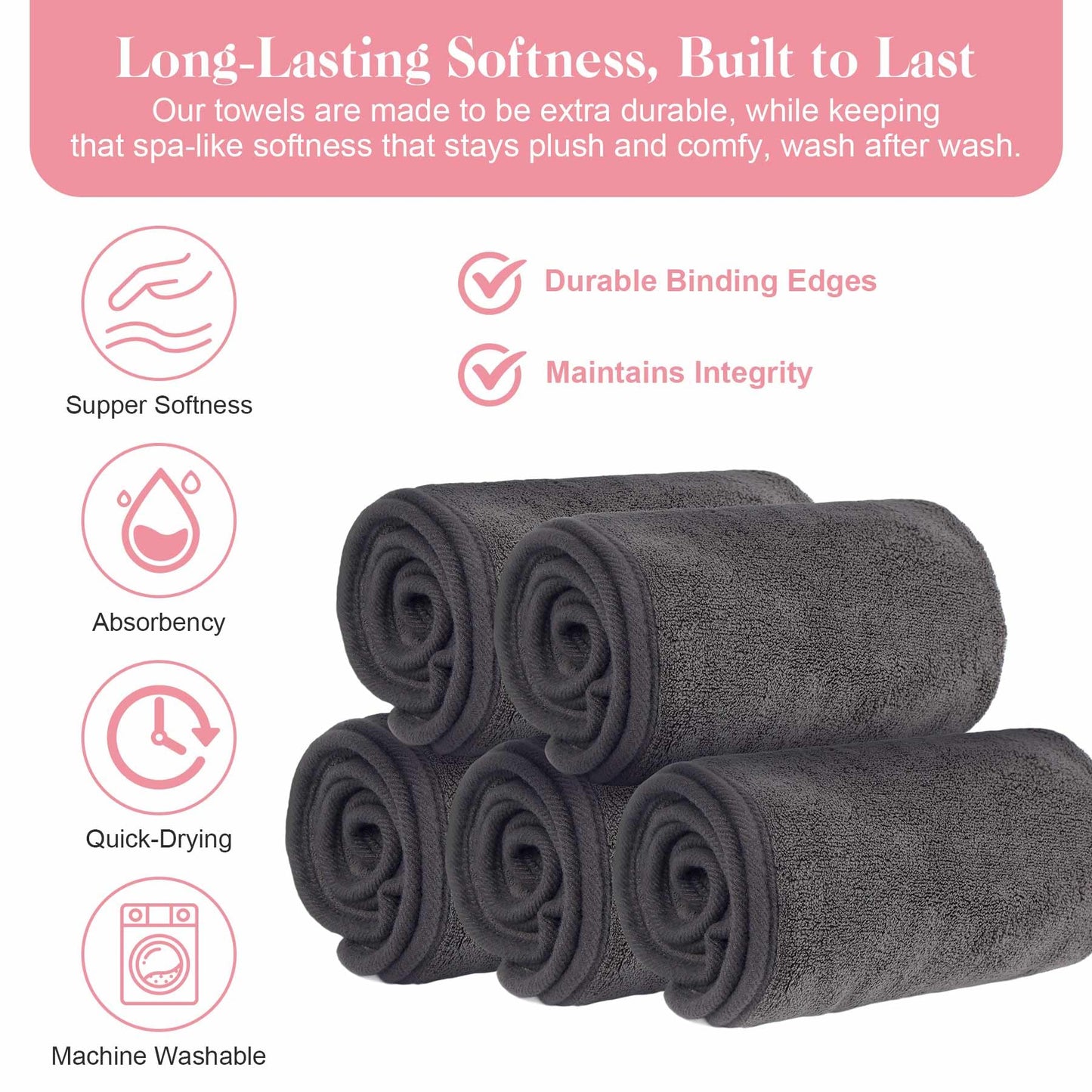 Breenhill 12 Pack Soft, Thick Spa Towels - Microfiber Facial Towels for Professional Estheticians