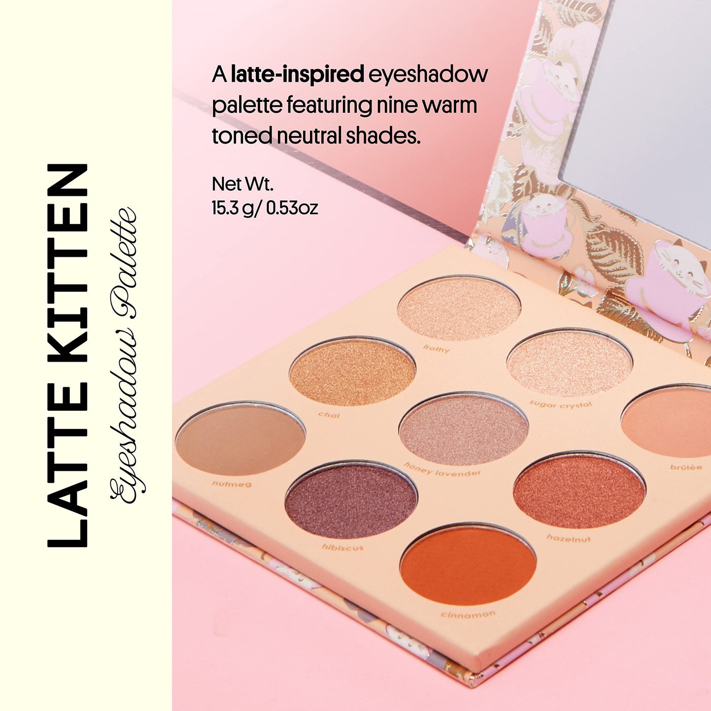 Winky Lux Latte Kitten Eyeshadow Palette – 9 High Pigment Matte, Satin & Shimmer Shades, Crease Proof, Longwear Formula Vegan Formula