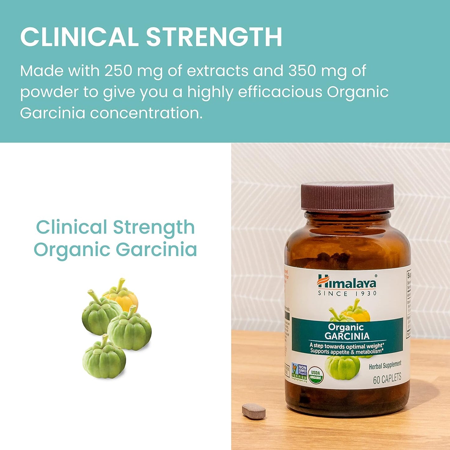 Organic Garcinia Cambogia Supplement - Appetite Support & Lipid Metabolism | 600 mg, 60 Vegan Caplets, 2 Pack