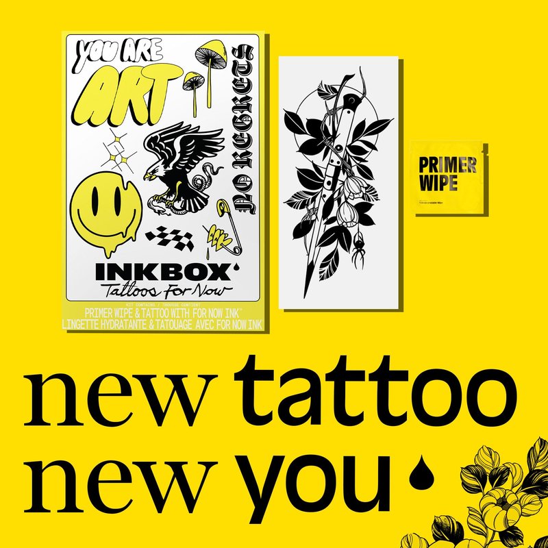 Inkbox Temporary Tattoos, Extra-Large Semi-Permanent Tattoo, One Premium Easy, Long Lasting, Water-Resistant Temp Tattoo with For Now Ink - Lasts 1-2 Weeks, Flower Tattoo 5.5 x 9 in, Edgelord
