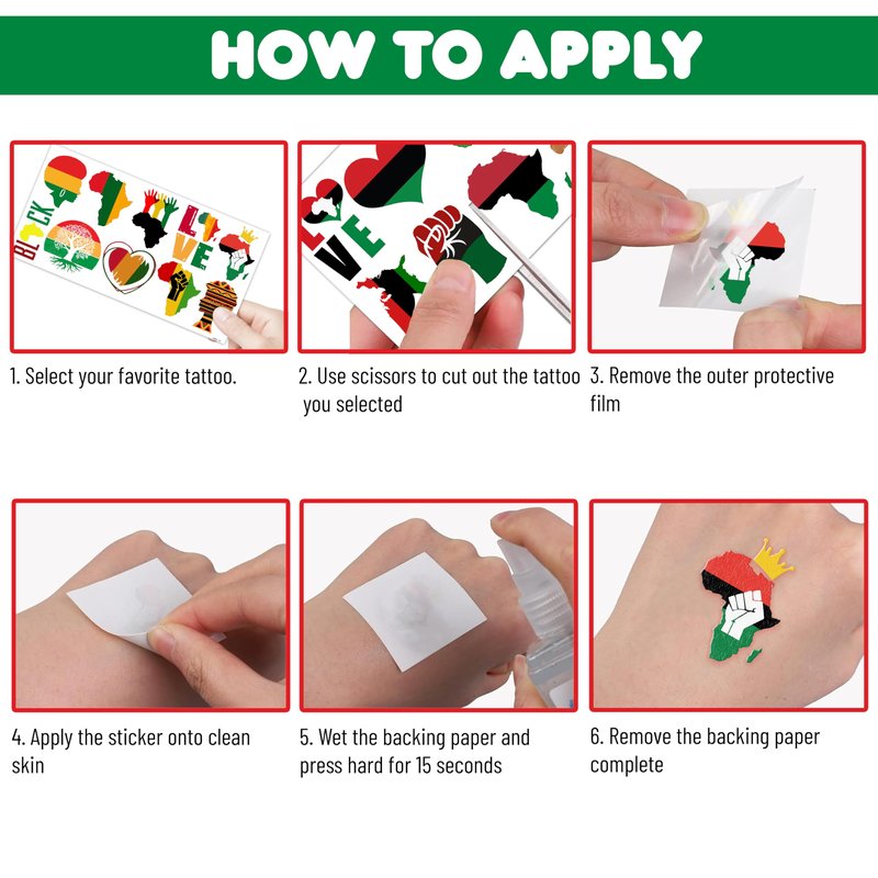 Africa Temporary Tattoos African American Party Decorations Favors Supplies Black History Themed Cute Stickers 10 Sheets 100 PCS Gifts for Baby Girls Boys Class School Carnival