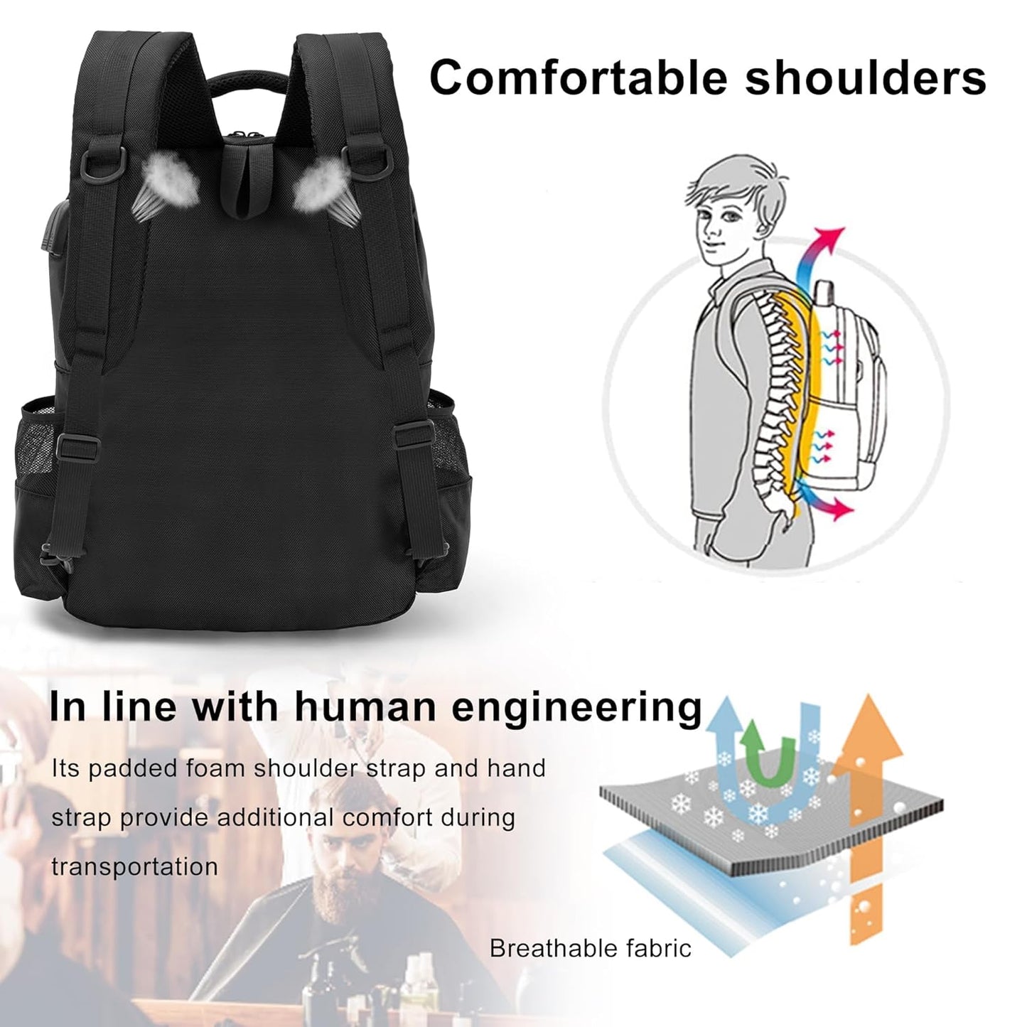 Portable Barber Supplies Backpack - Travel Clipper Organizer with USB Port | Ideal for Hairstylists