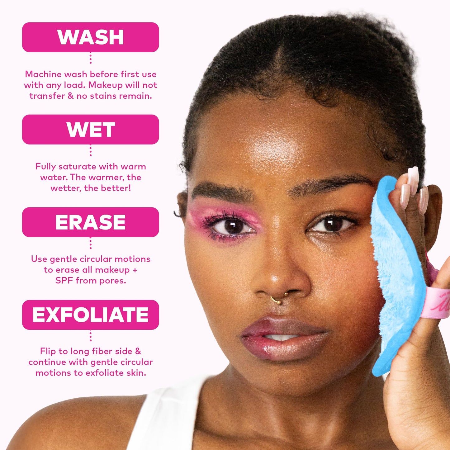 The Original Makeup Eraser 7-Day Set, Erase All Makeup with Just Water, Including Waterproof Mascara, Eyeliner, Foundation, Lipstick, Sunscreen, and More! Cloud 9, 7ct.