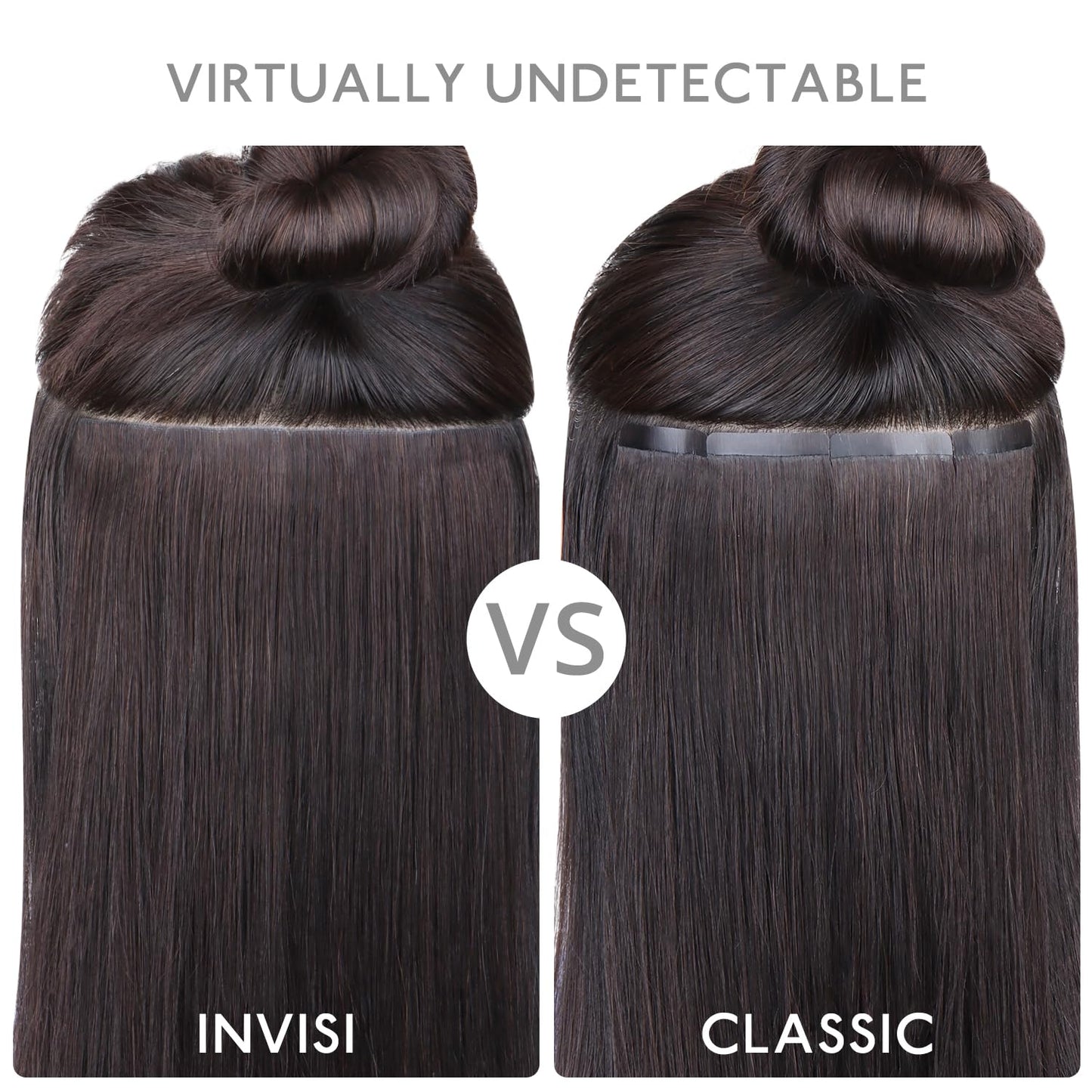 WENNALIFE Invisi Edge Tape in Hair Extensions Human Hair, 22 Inch 30g 10pcs Jet Black Invisible Luxury Remy Hair Extensions Natural Seamless Injected Tape Ins Straight Extensiones De Cabello Humano