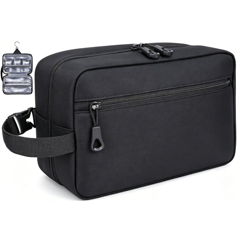 HILOMON Toiletry Bag for Men, YKK Zippers Hanging Bathroom Shower Hygiene Bag with Metal XXL Swivel Hook, Big Comparment, Waterproof for Travel Accessories