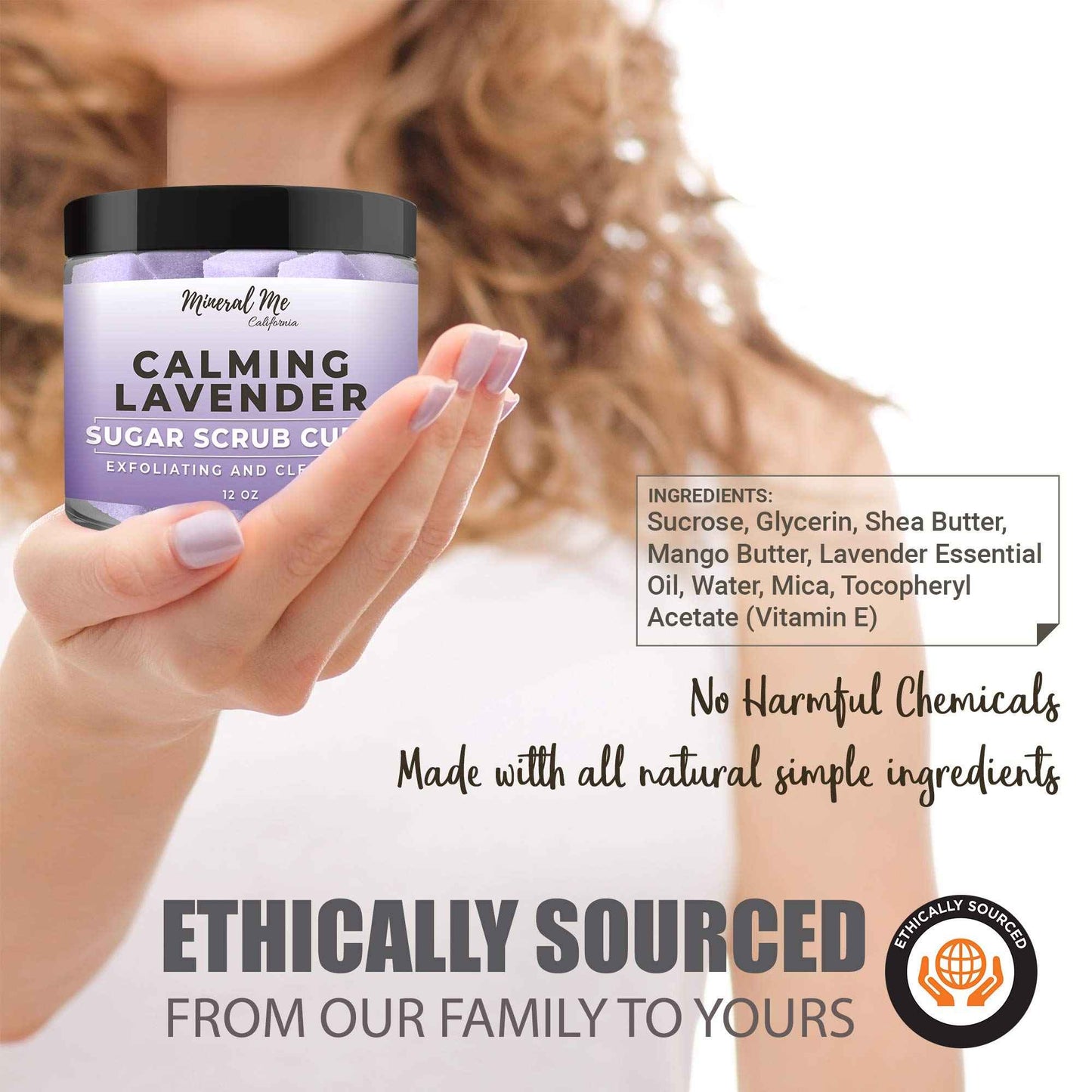 Body Scrub Exfoliator - 12oz WATERMELON Sugar scrub cubes w/Mango Butter & Shea butter, Exfoliating Body Scrub - 12oz LAVENDER Sugar scrub cubes, Natural & Organic for all body exfoliation