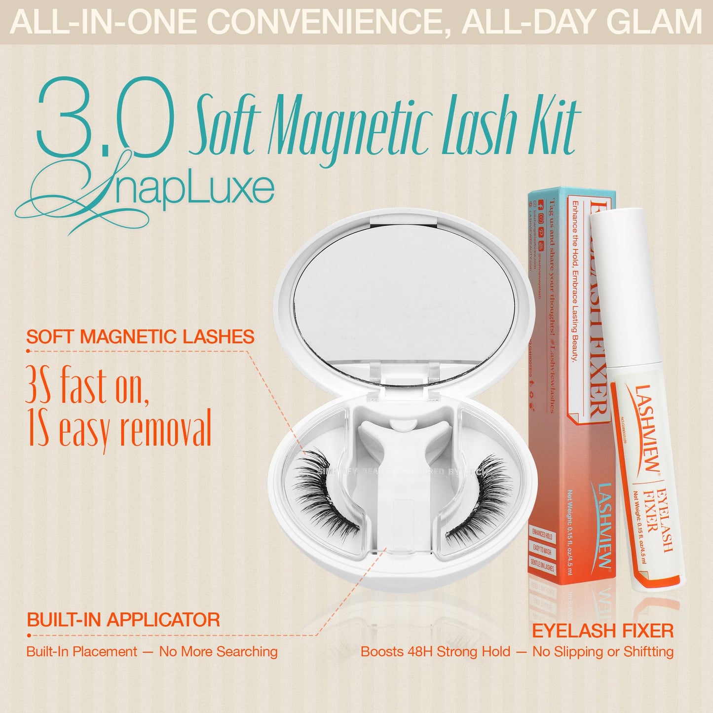 LASHVIEW Upgrade Magnetic Eyelashes with Applicator Soft Magnetic Eyelashes Natural Look Reusable No Glue Needed Easy to Wear and Remove (YT24)
