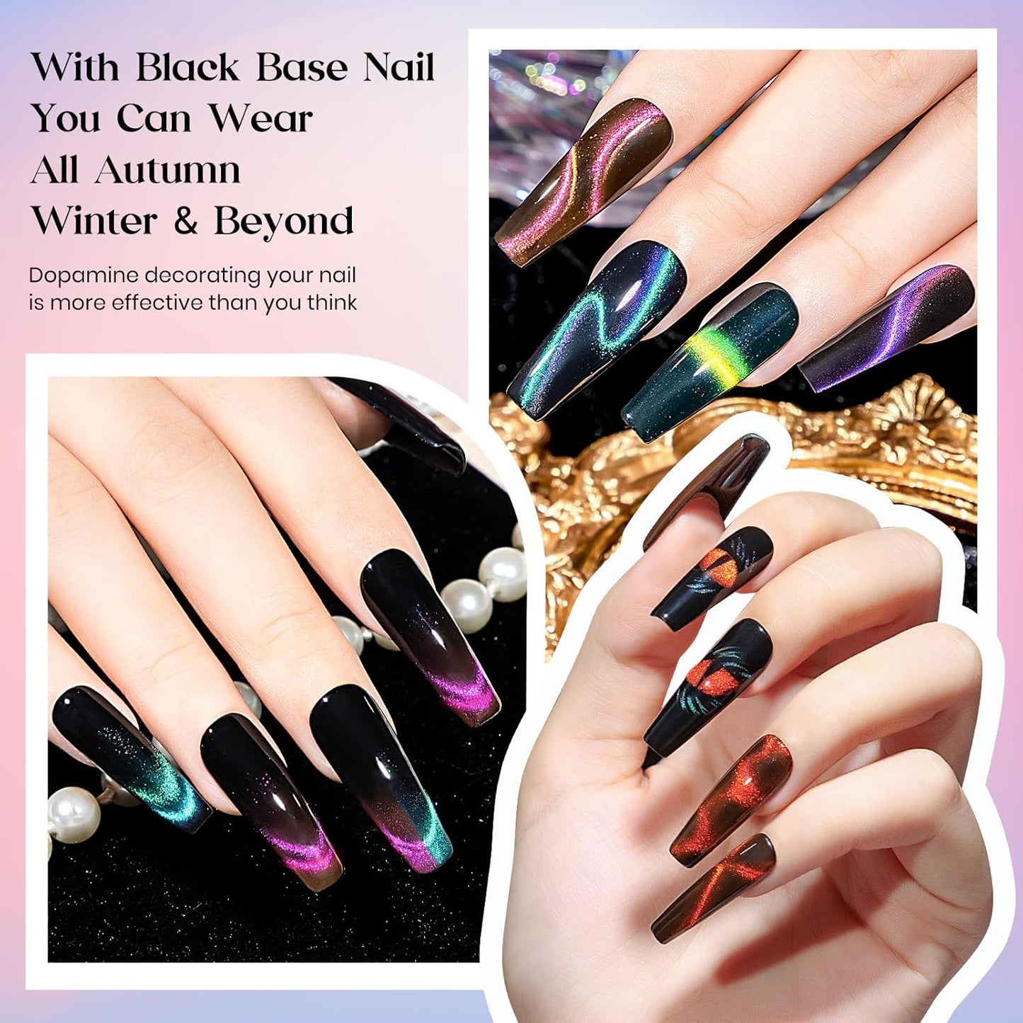MIZHSE No Wipe Gel Top Coat - 9D Cat Eye Nail Polish | 100ML, 8 Colors Available