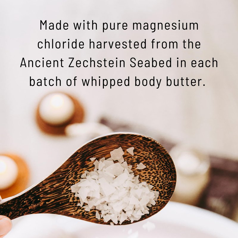 Sonam Sondhi Organic Magnesium Whipped Body Butter, 4 oz Jar, Extra Strength Magnesium Chloride from Ancient Zechstein Seabed, Supports Muscle Relaxation & Better Sleep