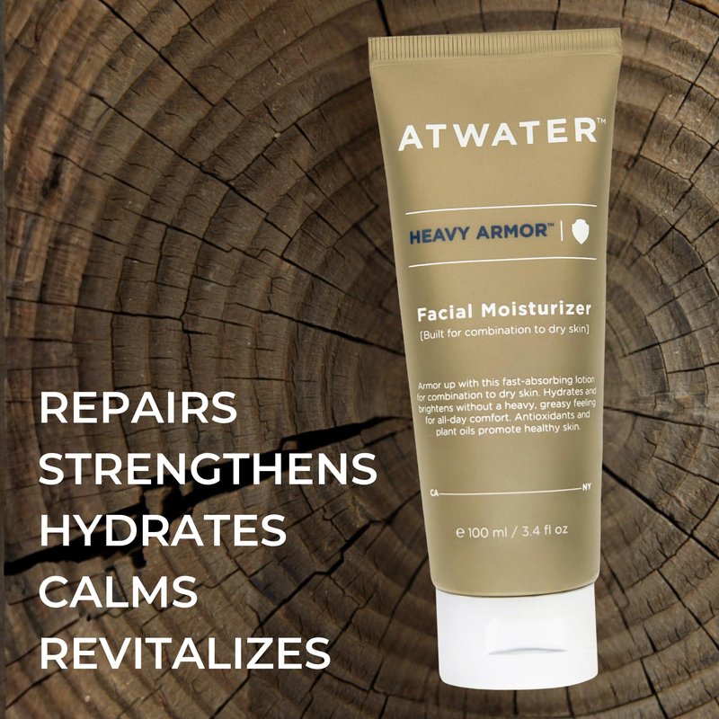 ATWATER Heavy Armor Men's Facial Moisturizer, Intensive Hydrating & Anti-Aging Formula with Niacinamide and Shea Butter for Dry Skin - 3.4 oz
