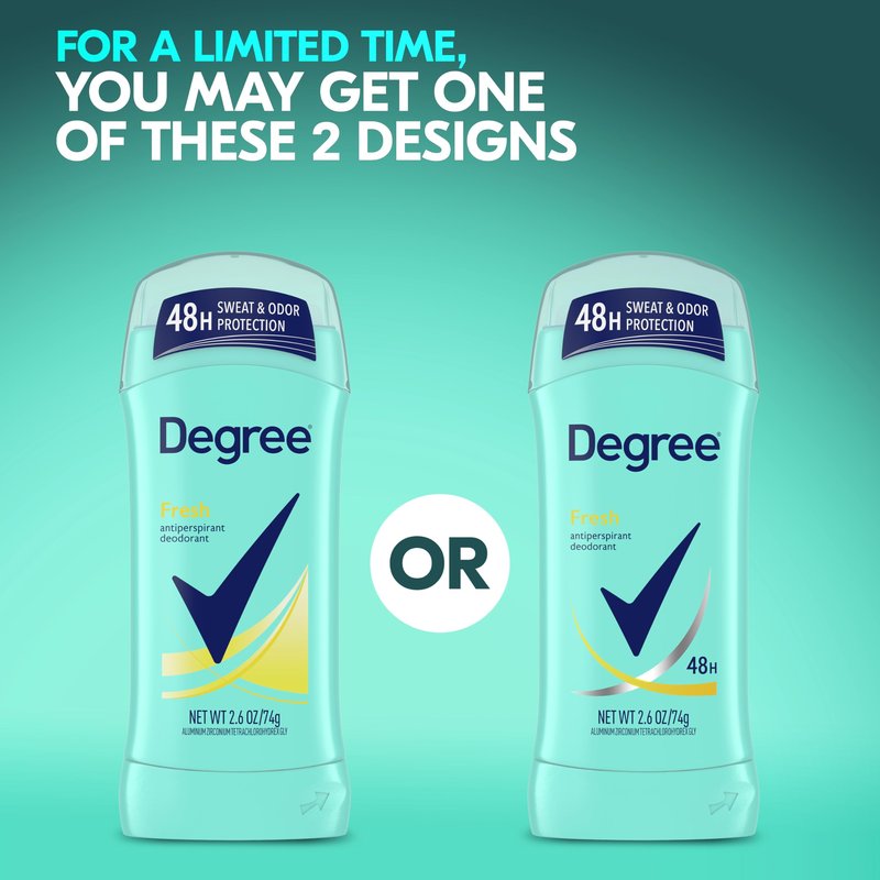 Degree Antiperspirant Deodorant Fresh Energy Pack of 6 48-Hour Sweat and Odor Protection Antiperspirant For Women 2.6 oz