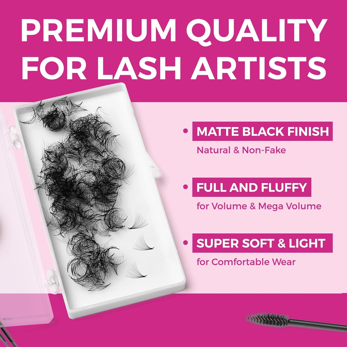 Premade Lash Fans - 10D 0.03 Volume Eyelash Extensions | Soft, Lightweight, Handmade, Pointy Base, 13mm