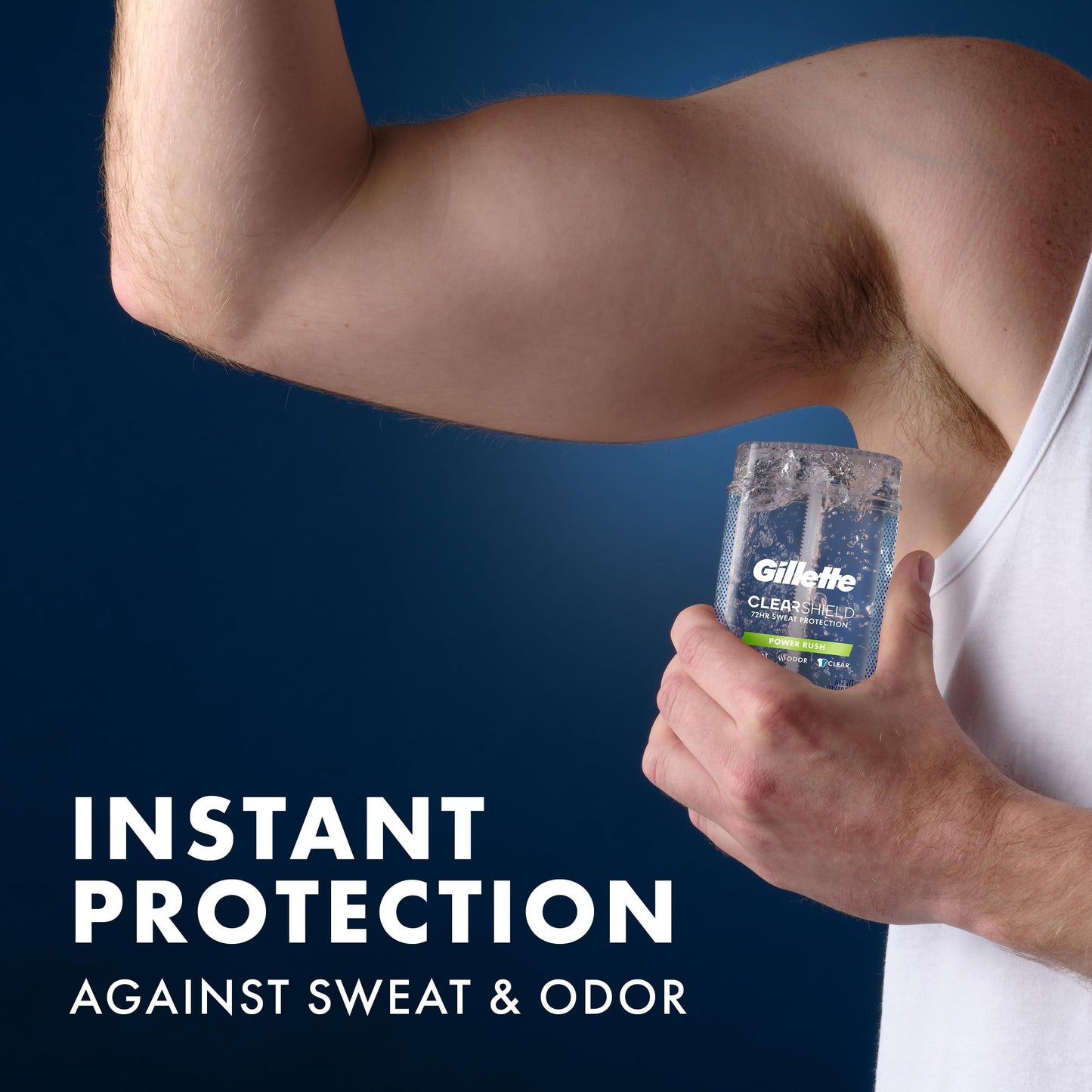 Gillette Antiperspirant and Deodorant for Men, 72hr Sweat & Odor Protection, Long Lasting Freshness, Anti-White Mark Technology, Clear Gel, Power Rush Scent, 3.8 oz (Pack of 3)
