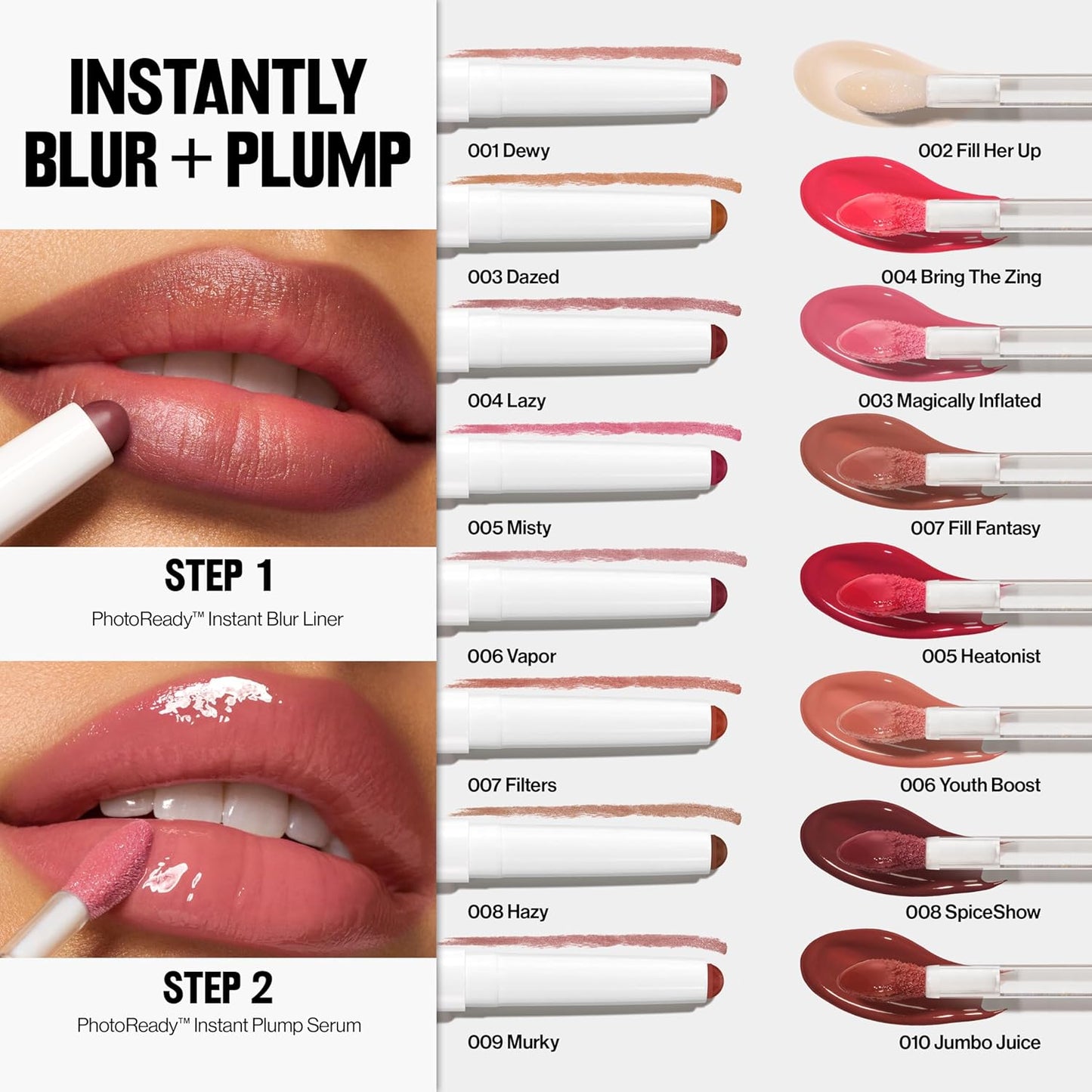 Revlon PhotoReady Instant Blur Liner - Soft Matte Lip Makeup for Fuller-Looking Lips | Sheer-to-Buildable, 004 Lazy, 0.05 oz