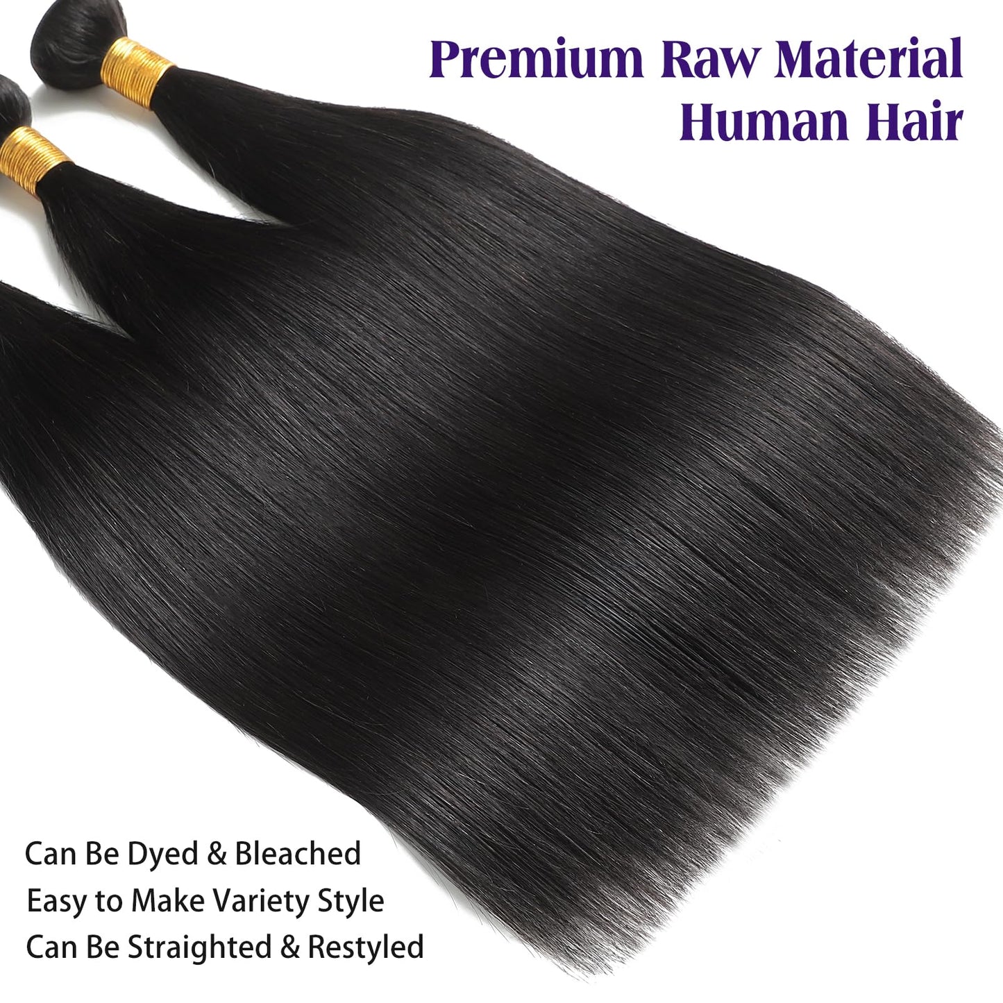 12A Straight Bundles Human Hair 20 Inch Brazilian Virgin Hair Single Human Hair Bundles Soft Glossy Sew In Hair Extensions For Black Woman