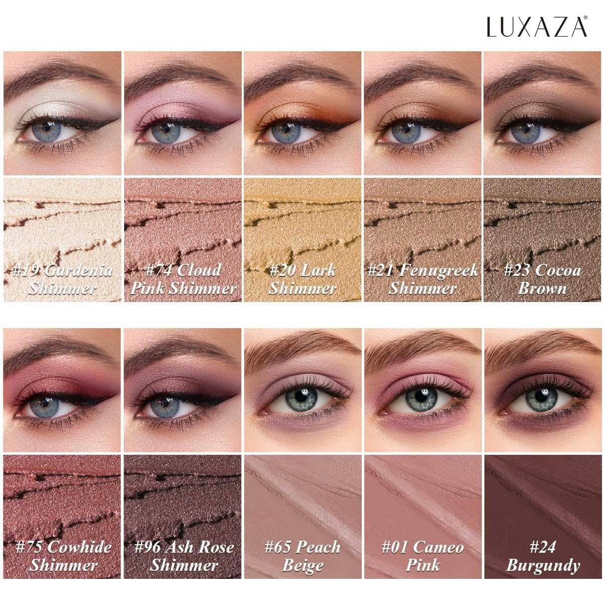 LUXAZA PRO Brown Eyeshadow Stick Makeup Set 10PCS, Neutral Shimmer And Matte Cream Eye Shadow Palette, Metallic Bronze Smoky Eyeliner Brightener Crayon Pencil Kit, Ideal Gift for Women -Espresso