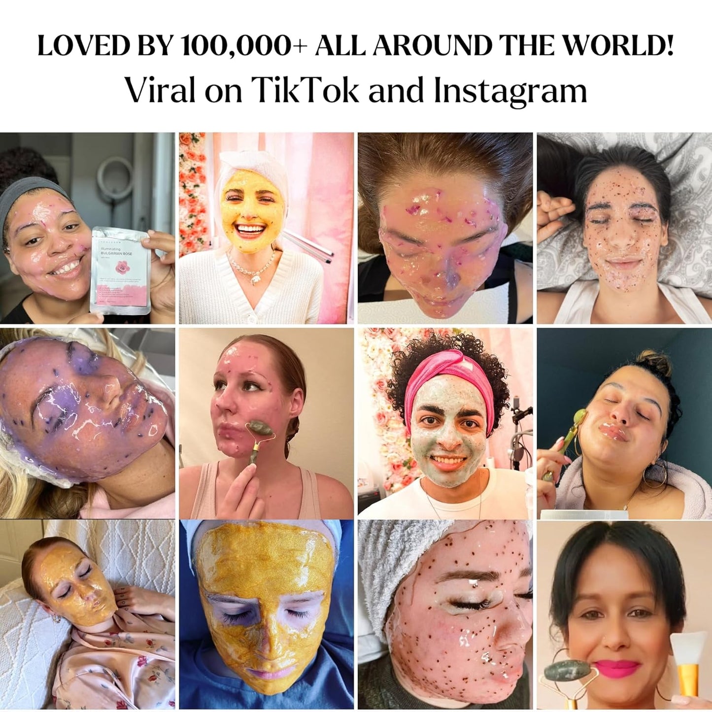 Jelly Face Mask - 24K Gold & Bulgarian Rose Hydrating Hydrojelly Masks | Pack of 2, 46 Oz Jar