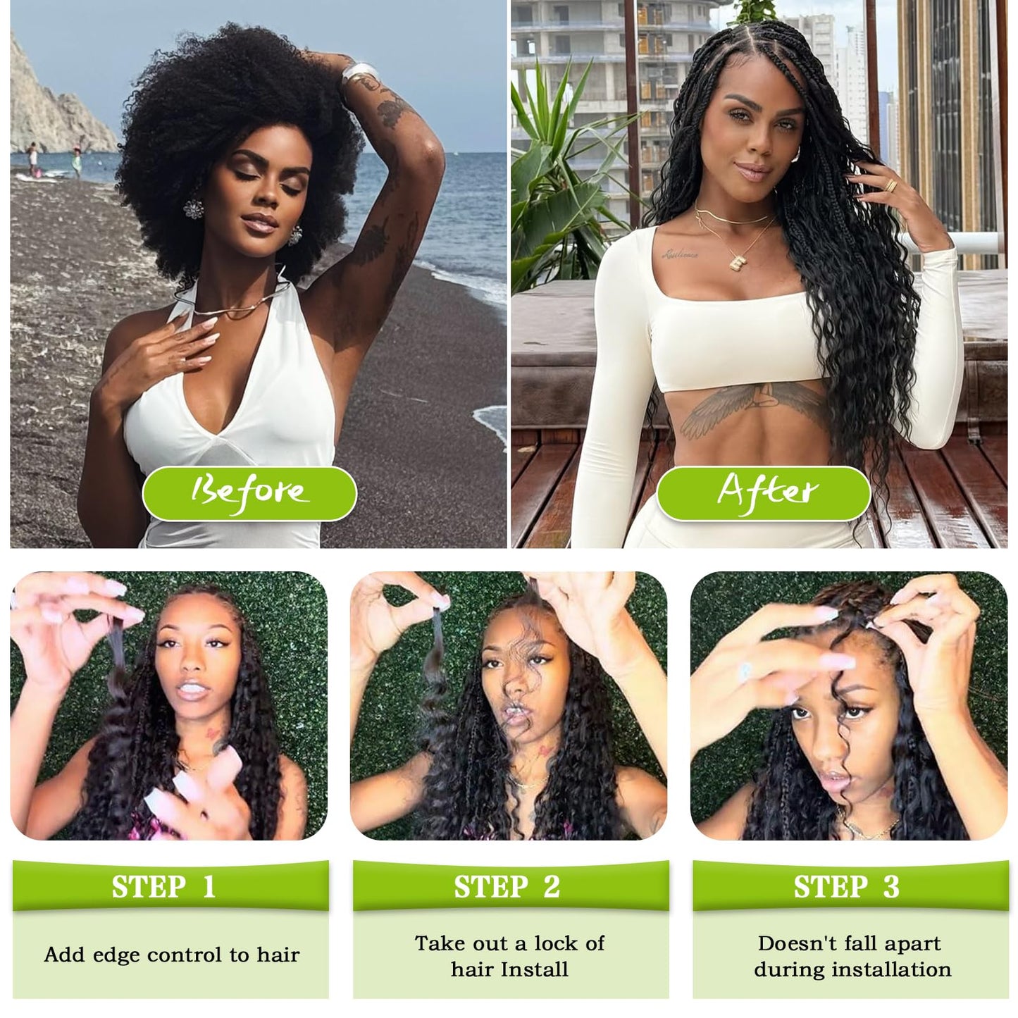 Human Braiding Hair 12A Deep Water Wave Bulk Human Hair 75g 18 Inch No Weft 10 Braids Per Pack Wet and Wavy Braiding Natural Black