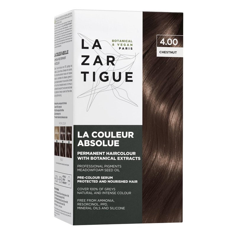 Lazartigue La Couleur Absolue, Permanent Hair Color with Botanical Extracts, Chestnut, Full Grey Coverage Coloring Kit, Vegan, Cruelty-Free, Ammonia-Free