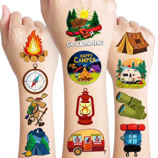 107 PCS Fire Camp Camping Temporary Tattoos Sticker for Kids