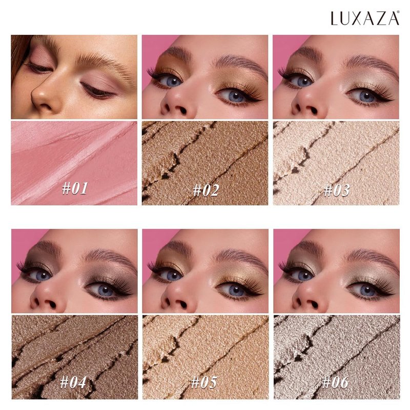 LUXAZA PRO Neutral Eyeshadow Stick Makeup 6PCS Set, Brown Nude Metallic Shimmer Matte Cream Eye Shadow Palette Eyeliner Brightener Pencil Crayon, Halloween Makeup - BROWN CANYON