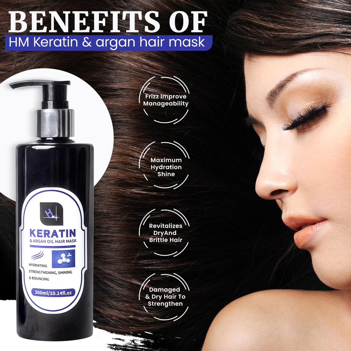 Habeeb Malik HM Keratin And Argan Oil Hair Mask Protein Treatment For All Hair Types 300ml