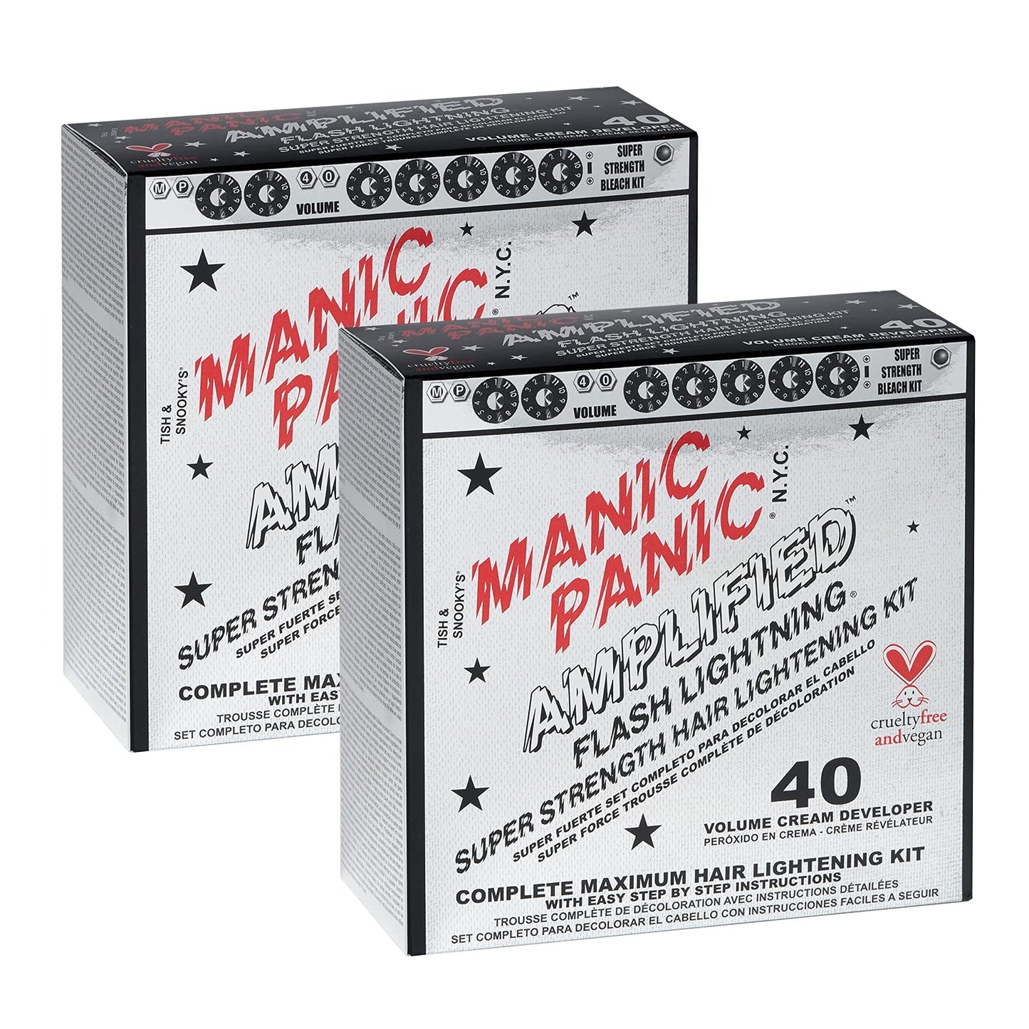 MANIC PANIC Flash Lightning Bleach Kit - 40 Volume Developer & Powder | Lifts Dark Hair Up to 7 Levels, Vegan & Cruelty-Free (2 Pack)