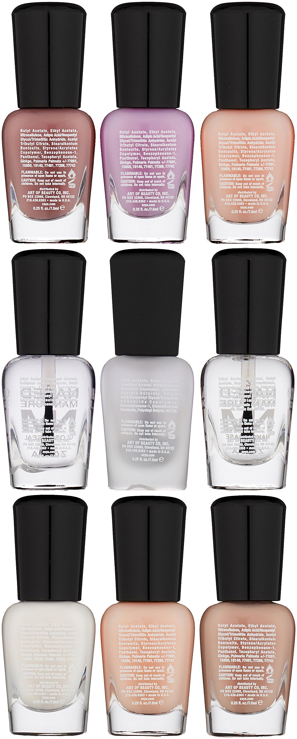 ZOYA Mini Pro Kit Coat, Assorted, 0.2 Fl Oz, Pack of 9
