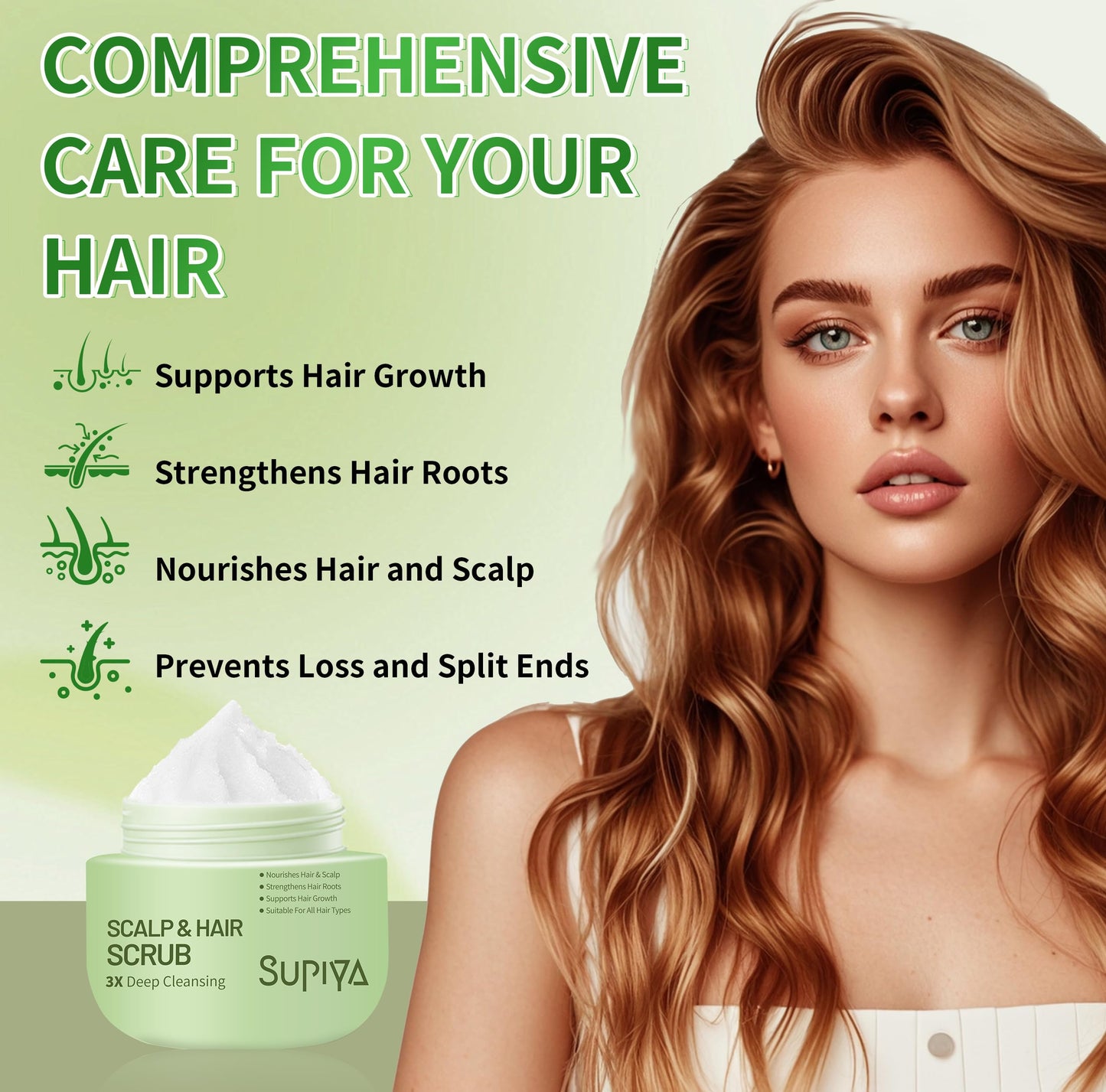 SUPIYA Exfoliating Scrub for Deep Cleanse - Natural Scalp Scrub Shampoo for Men & Women, Gently Exfoliation & Hydration, Making Hair Thicker and Stronger, 8.8oz