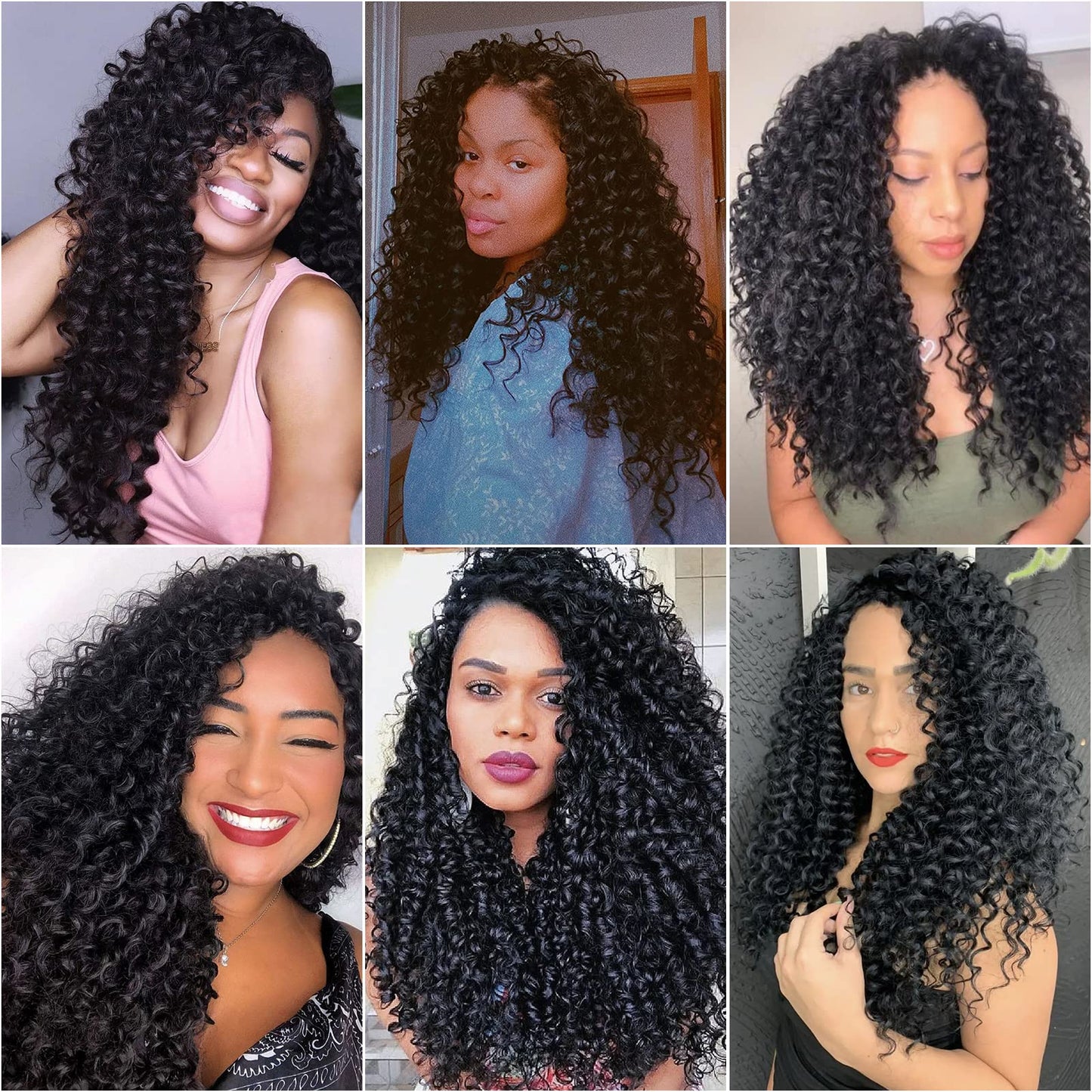 18inch Synthetic Deep Twist Crochet hair Bohemian Crochet Braids Natural Black Deep Wave Braiding hair Extensions (7Packs,1B)