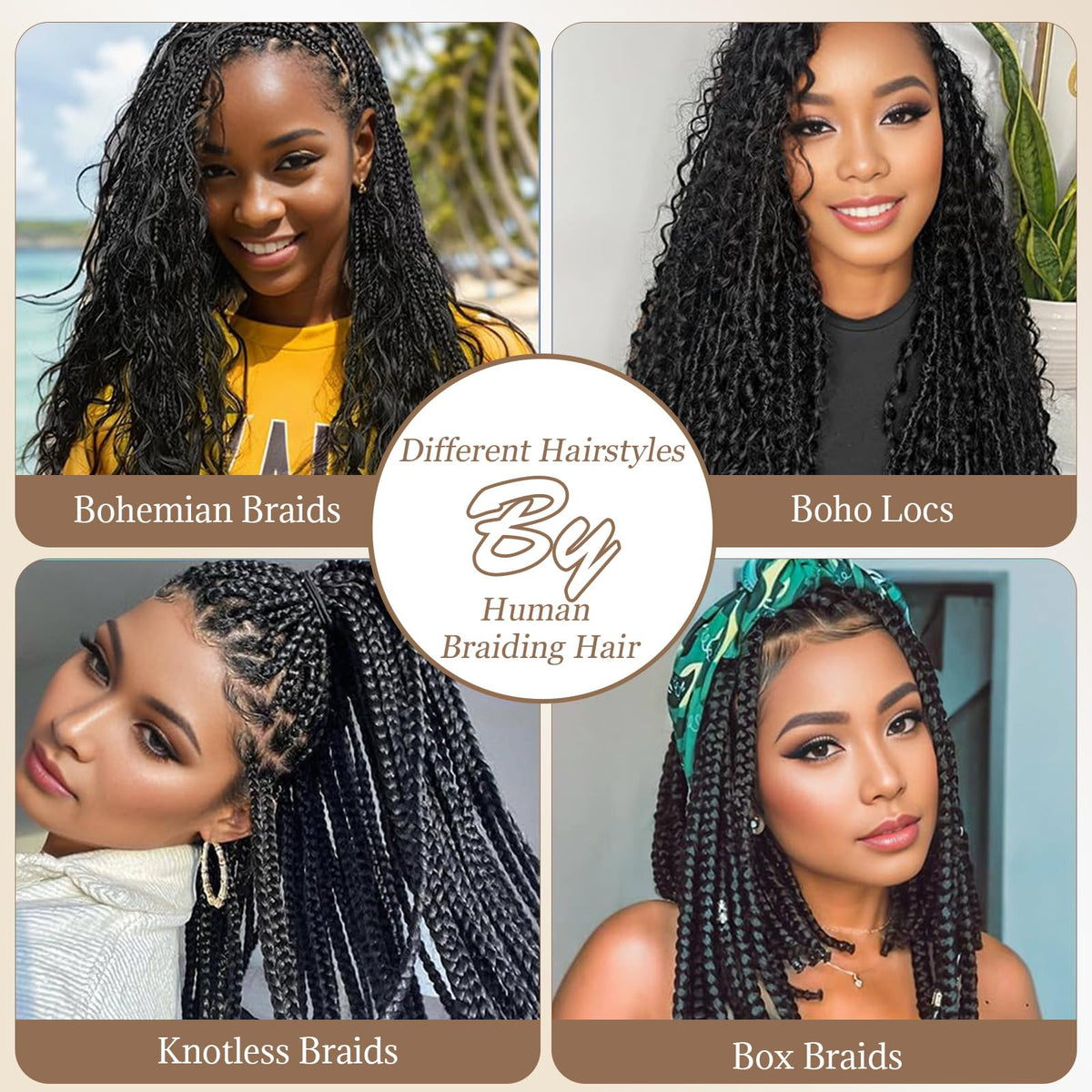 Boho Braids Human Hair Knotless Ombre Blonde Human Braiding Hair 14 Inch 27/613 Ombre Water Wave Bulk Human Hair for Braiding Wet and Wavy No Weft 100g 2 Bundles Curly Human Hair Extensions