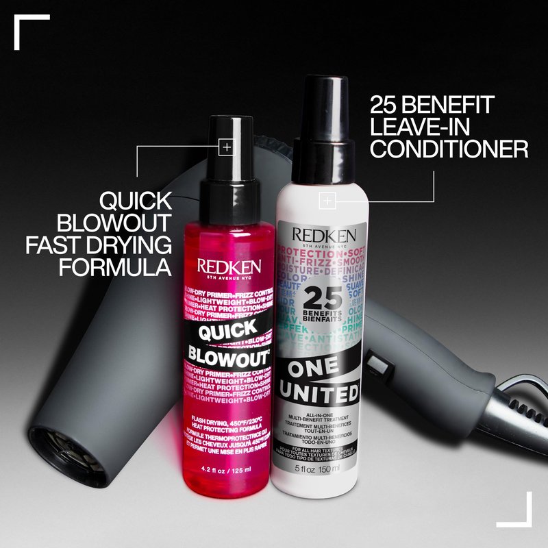 Redken Quick Blowout Heat Protectant Spray For All Hair Types - Smooths & Adds Shine, Lightweight Blowdry Styling Primer with Heat Protection, 1 Fl Oz