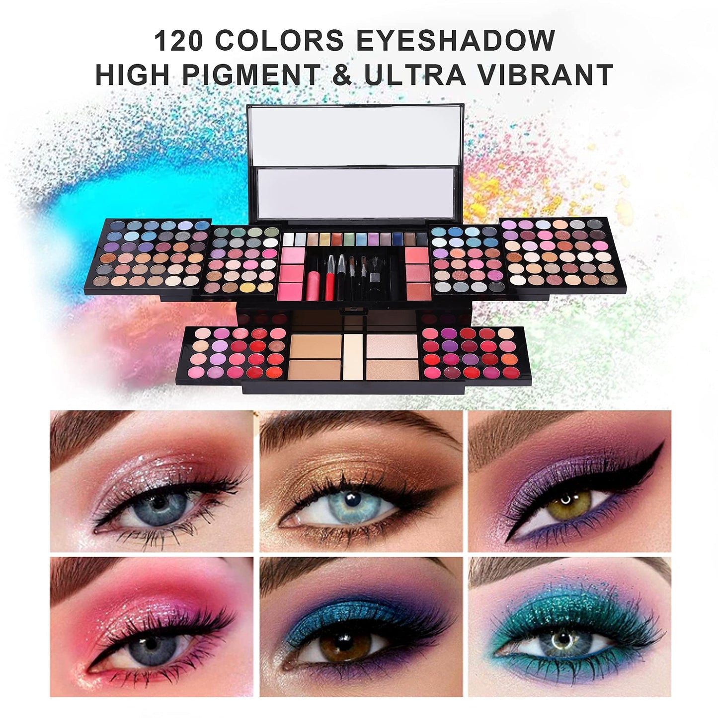Hot Sugar 182 Colors Full Makeup Kit for Women, All-in-One Cosmetic Set Birthday Holiday Gift (BLACK)