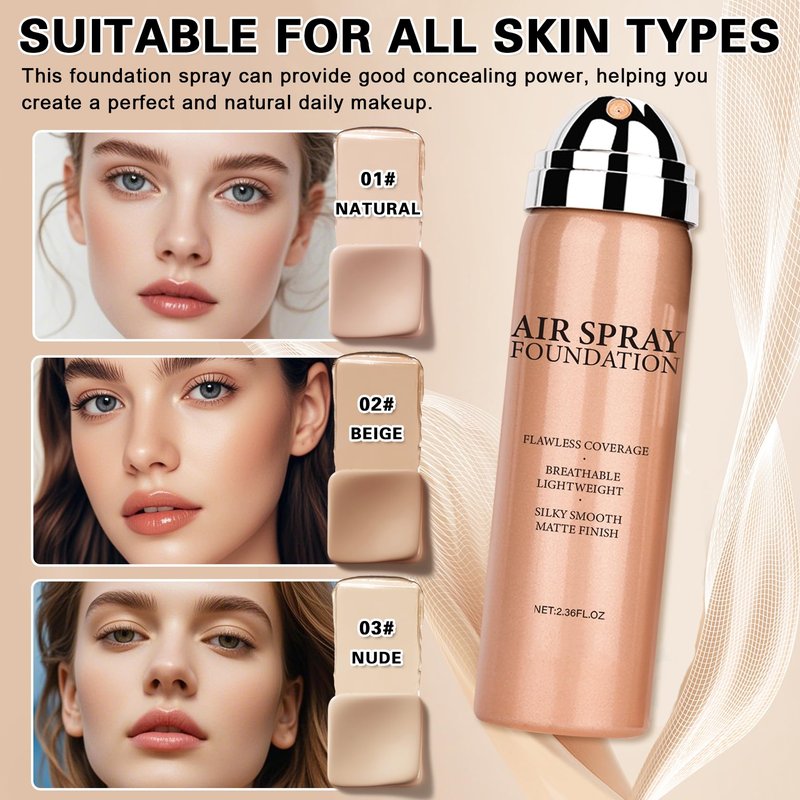IONSGAKO Magic Minerals Airbrush Foundation Makeup Spray Silk Flawless Foundation Mist Makeup Full Coverage Foundation Breathable Long Lasting Natural Matte Finish for Mature Skin(Natural)