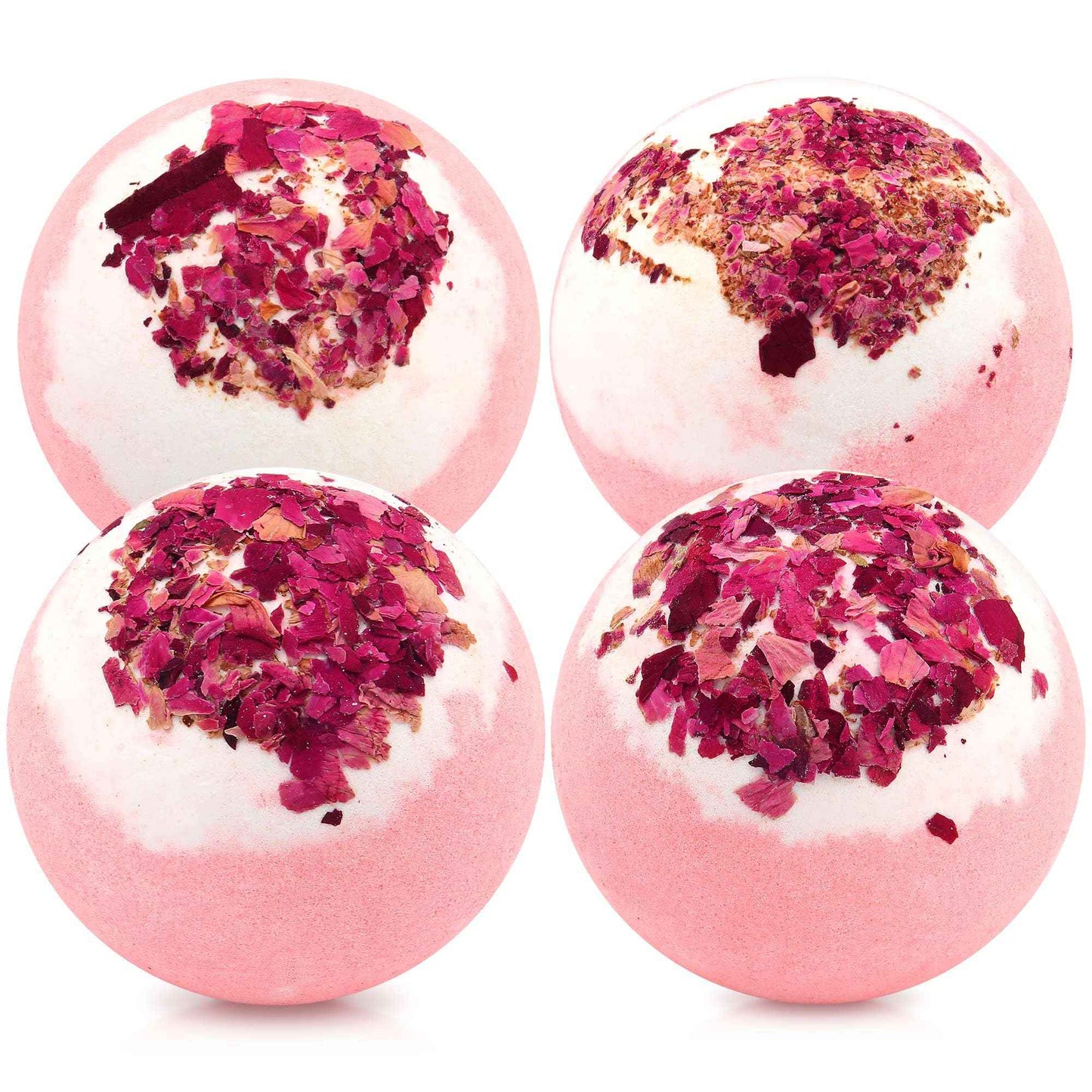 KASTU Dried Flower Bath Bombs Salt Balls,4-Pack Gift Set,Rose Extract Essential Oils,Moisturizing Dry Skin,Fizzy Spa,Relaxation,Self Care,Relaxing,Bubble Bath Bomb Gifts Idea for Men Women