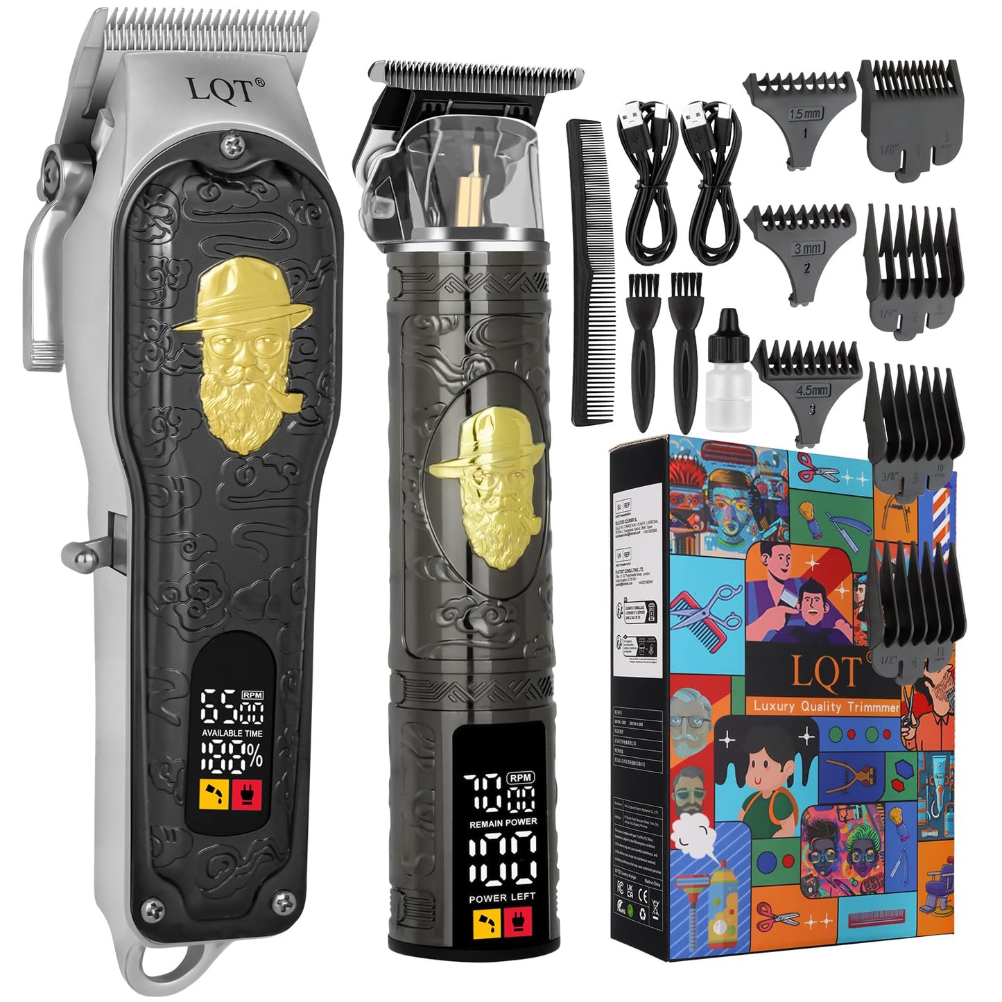 LQT Professional Hair Clippers for Men, Cordless Beard Trimmer Set, Barber-Grade Grooming Kit with USB Fast Charging, Lightweight & Low Noise for Home Use, Gift for Dad