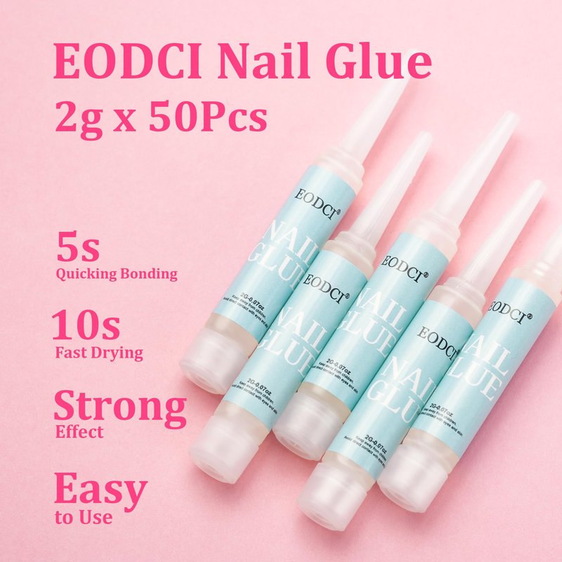EODCI Nail Glue,50Pcs Super Strong for Acrylic Nails,Long Lasting for Stick On Nails Broken Nails,Professional Nail Tip Glue Supplies Adhesive Press On for Nail Tips
