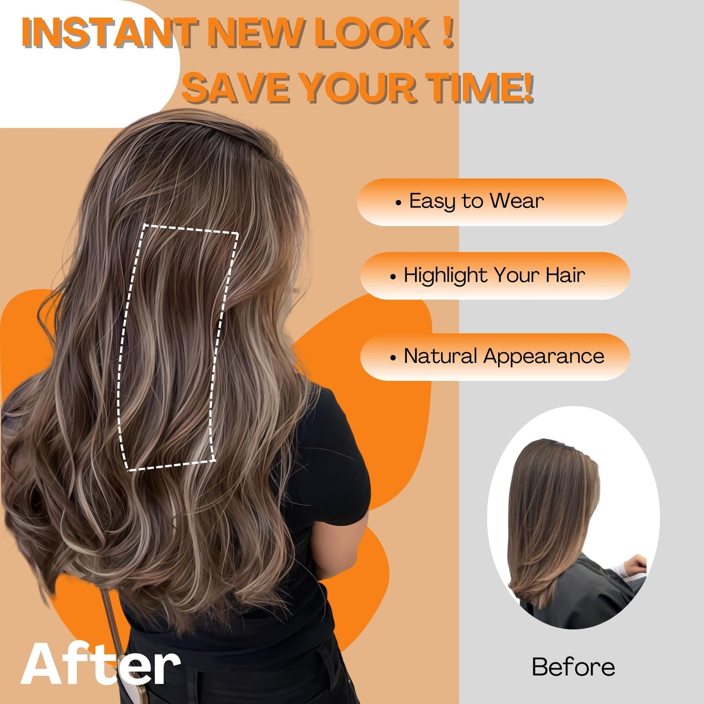 Human Hair Clip In Extensions, Single Clip Ins Short Hair Extensions, Remy Balayage Highlight Hairpieces for Women 6 Pcs 16 Inch 40g Dark Brown