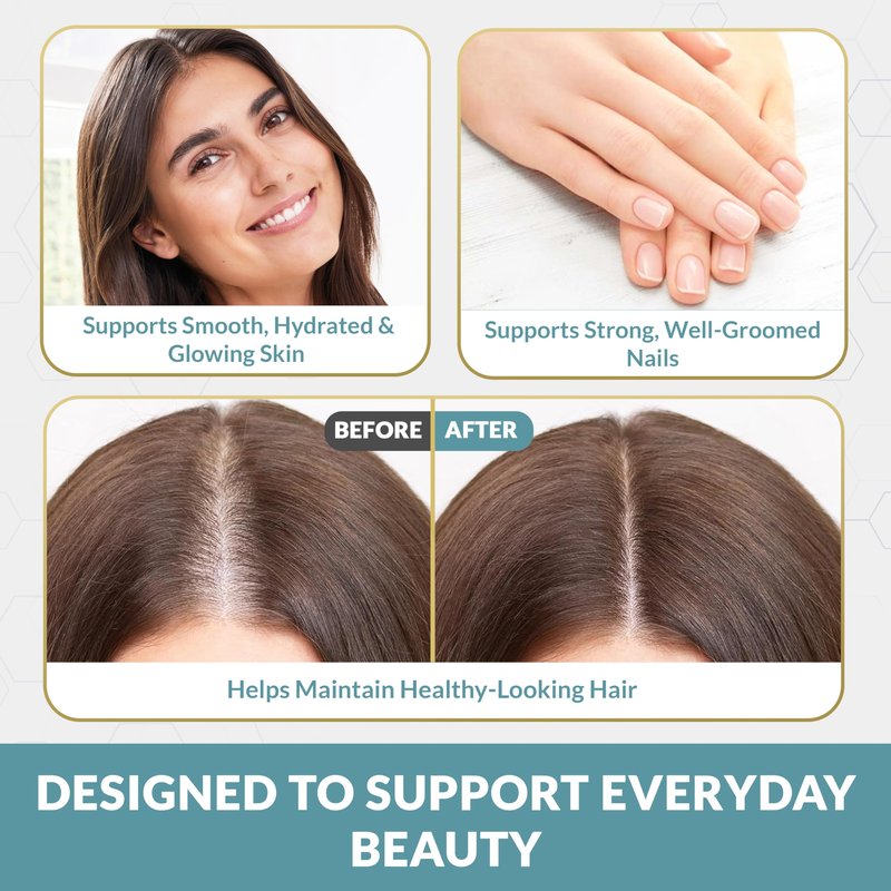 Biotin 10,000 Mcg Hair Growth Vitamins for Women | Collagen, Keratin, Msm & Bamboo Silica | Advanced Hair Skin & Nails Supplement | Supports Thicker Fuller Looking Hair | 120 Capsules